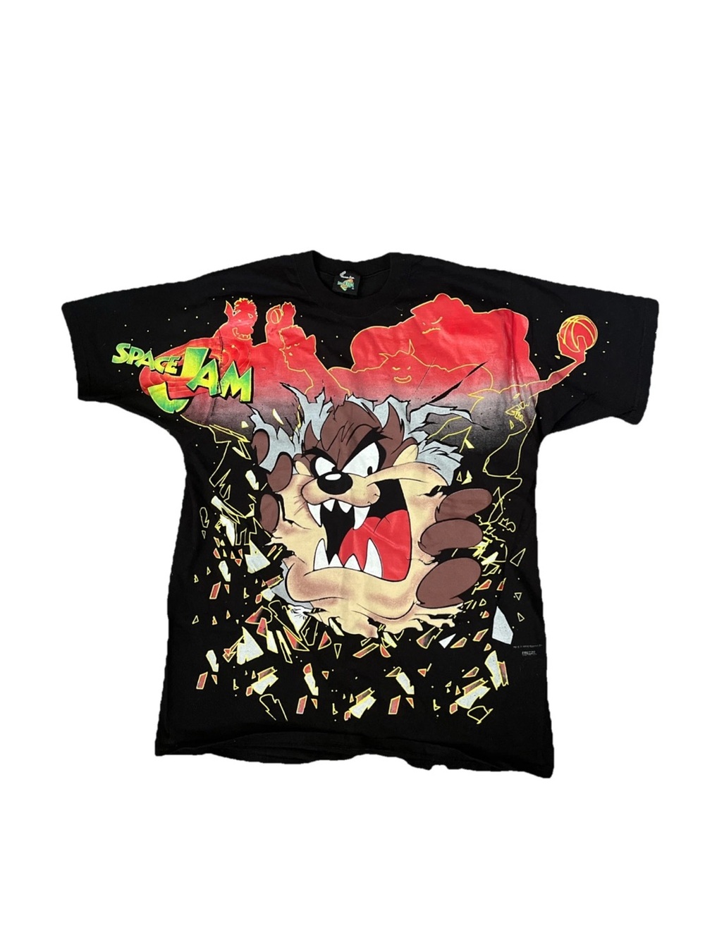 Vintage 1996 Warner Bros Space Jam TAZ T-shirt Tasmanian Devil L Baggy Freeze